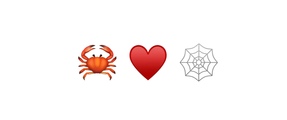 Cover of the blog, which shows a crab, a heart symbol, and a spider web.